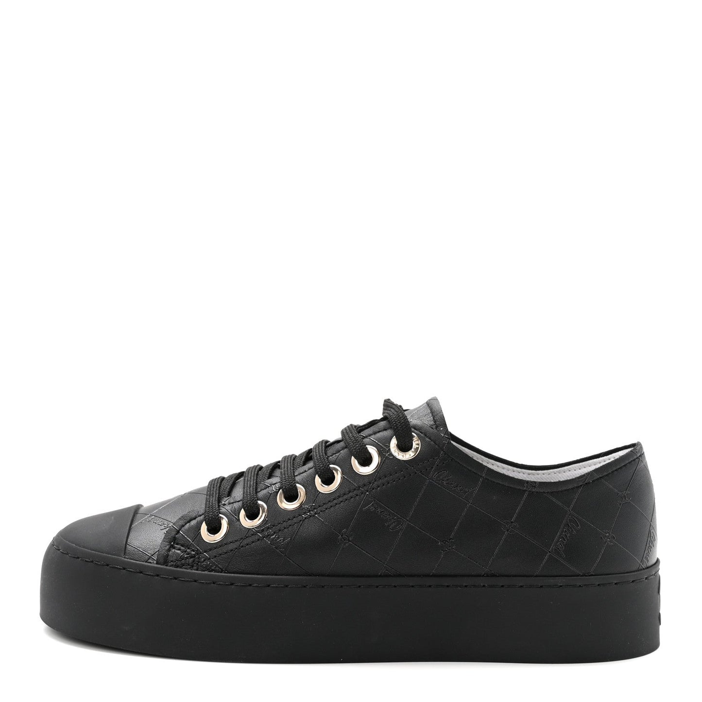 Lambskin Printed Logo Sneakers 37.5 Black