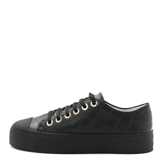 Lambskin Printed Logo Sneakers 37.5 Black