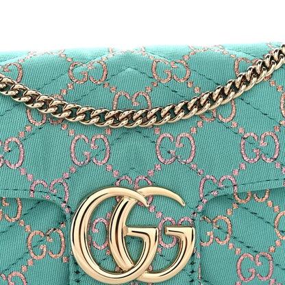 Jacquard Super Mini GG Marmont Shoulder Bag Green