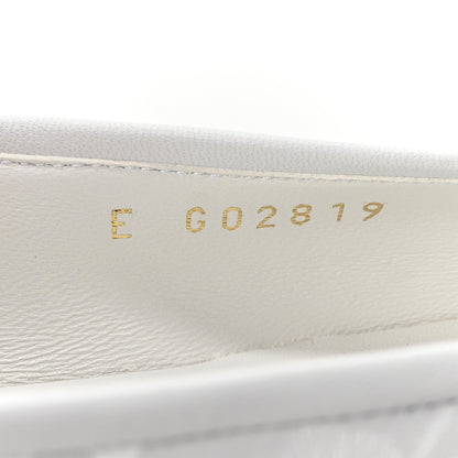 Lambskin Metallic Lambskin Cap Toe CC Ballet Flats 36 White Gold