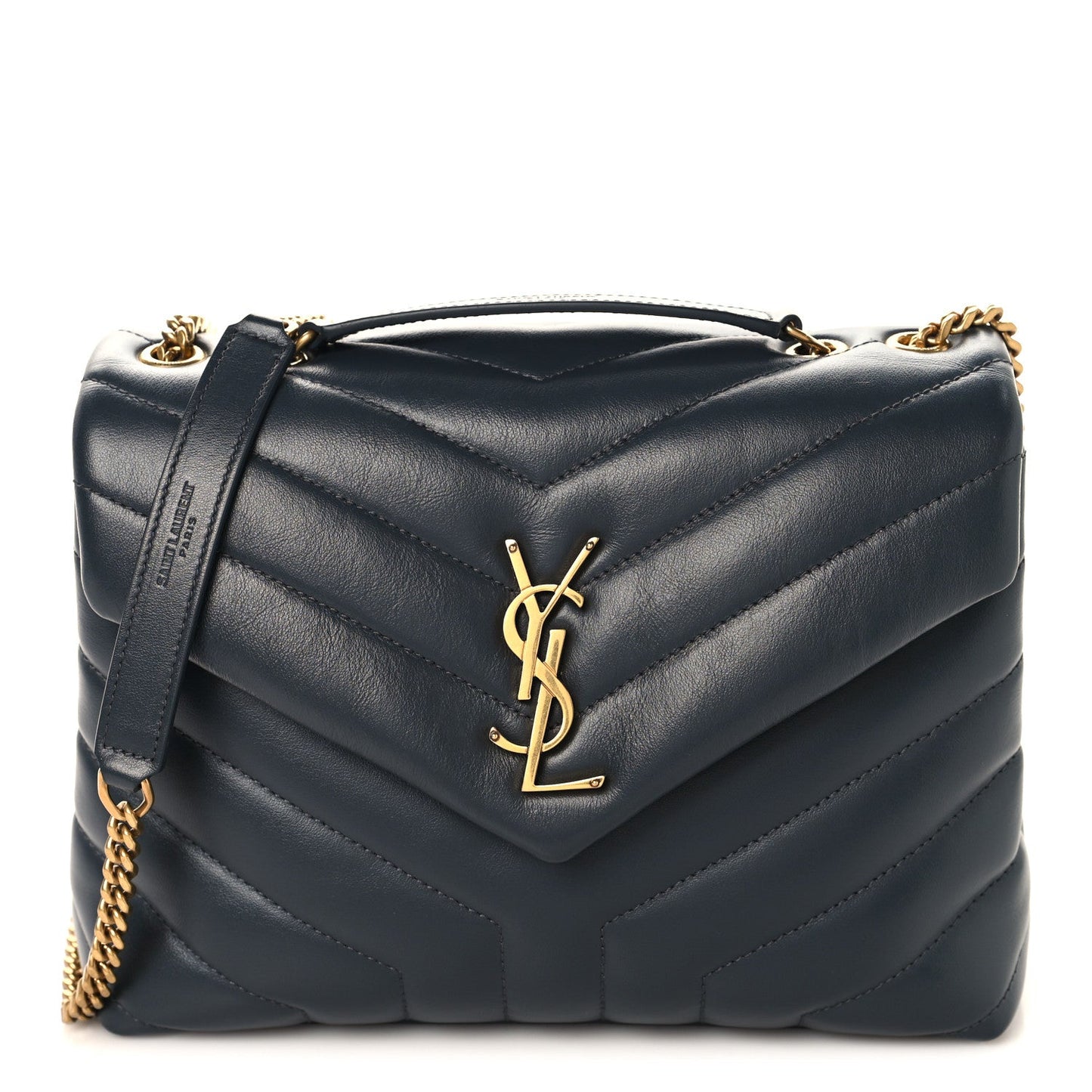 Calfskin Y Quilted Monogram Small Loulou Chain Satchel Dark Smog