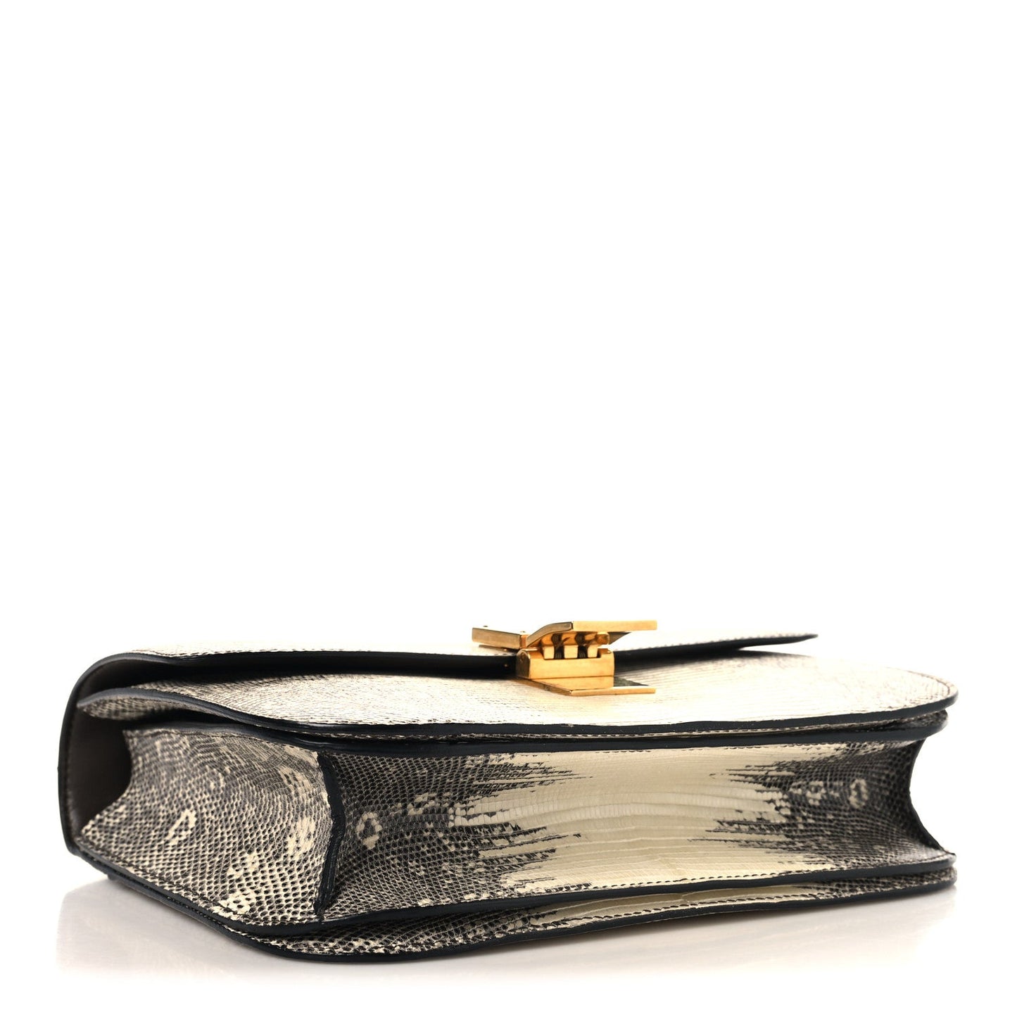 Lizard Medium Classic Box Flap Bag Natural