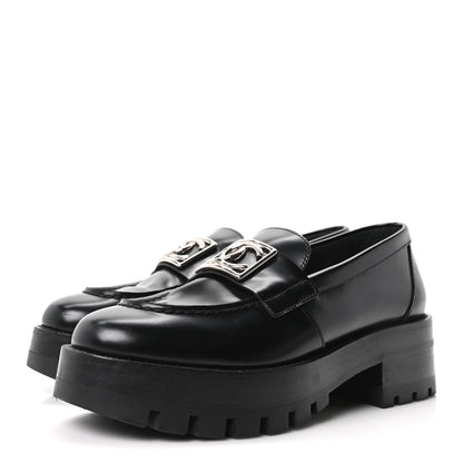 Calfskin Metal CC Loafers 36.5 Black