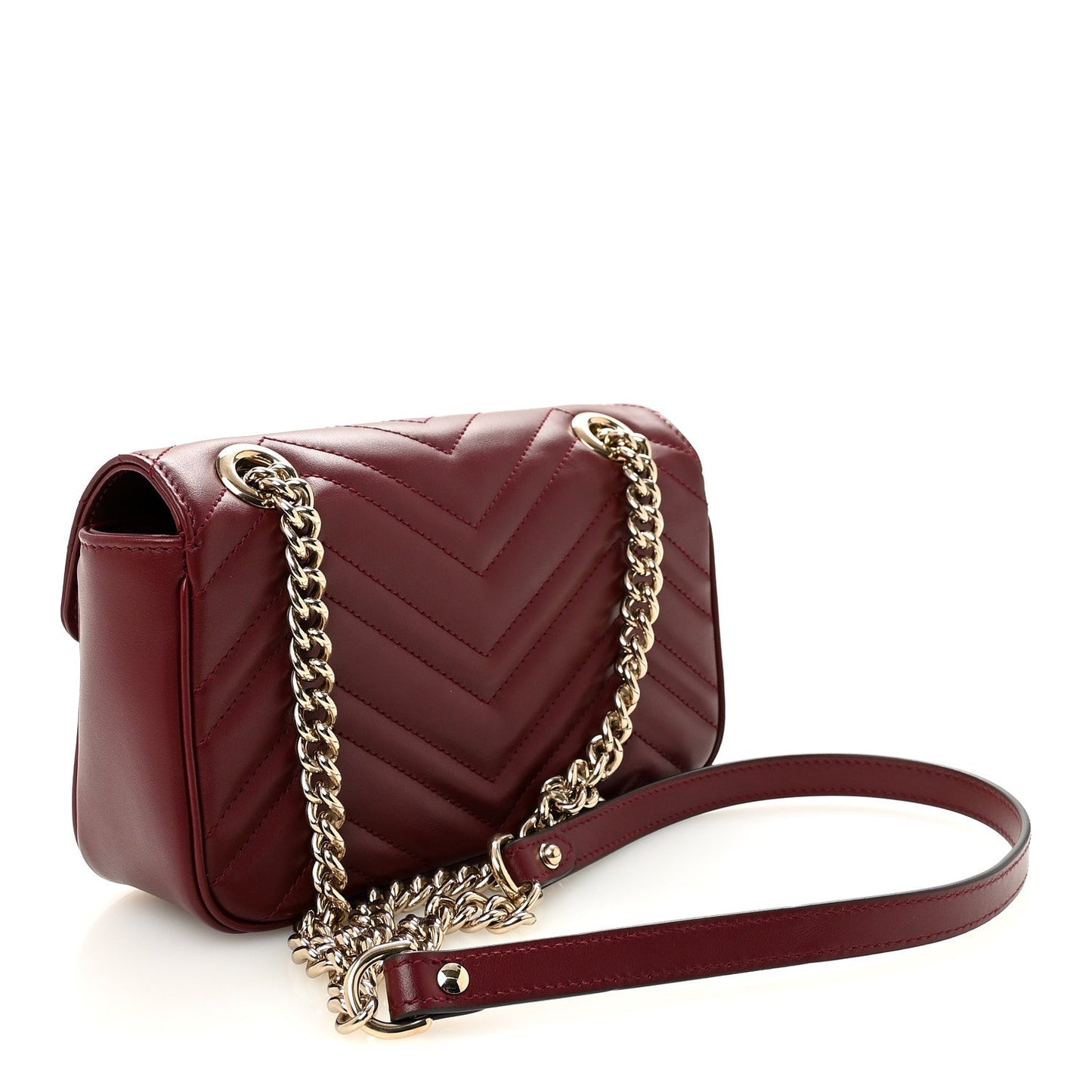 Calfskin Matelasse Mini GG Marmont Shoulder Bag Rosso Ancora