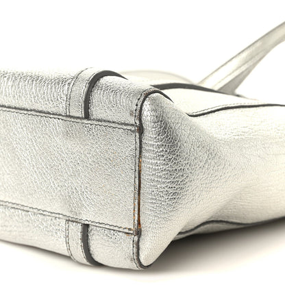 Metallic Goatskin Logo XXS Everyday Tote Argent Black