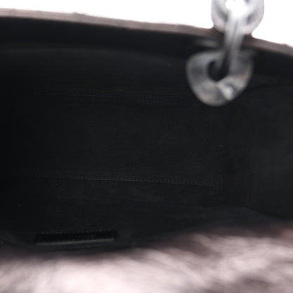 Crinkled Calfskin Cannage Medium Lady Dior Black