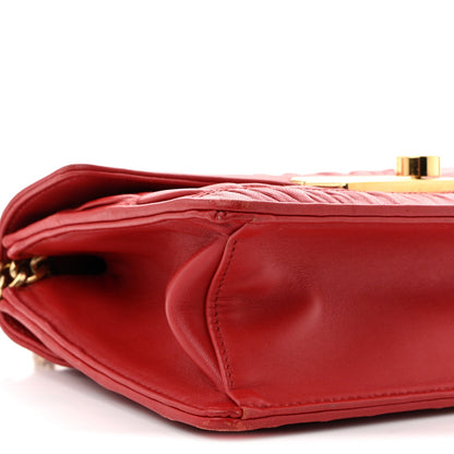 Nappa Gaufre Sound Flap Crossbody Shoulder Bag Red
