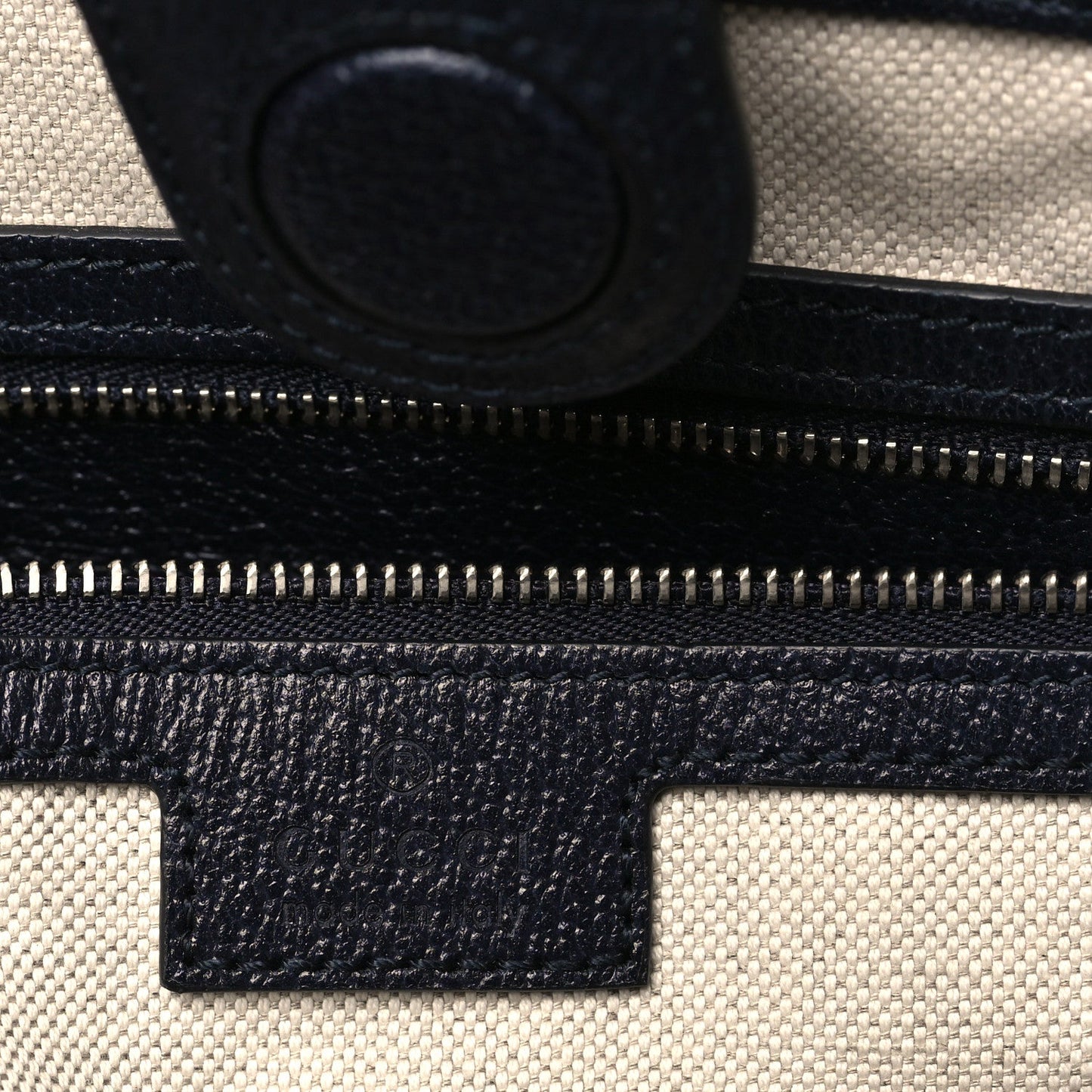 GG Supreme Monogram Textured Calfskin Web Medium Ophidia Shopping Tote Beige Blue
