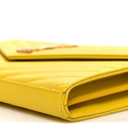 Grain De Poudre Matelasse Chevron Monogram Chain Wallet Yellow