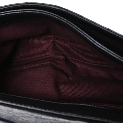 Glazed Calfskin Quilted Medium Perfect Edge Flap Black