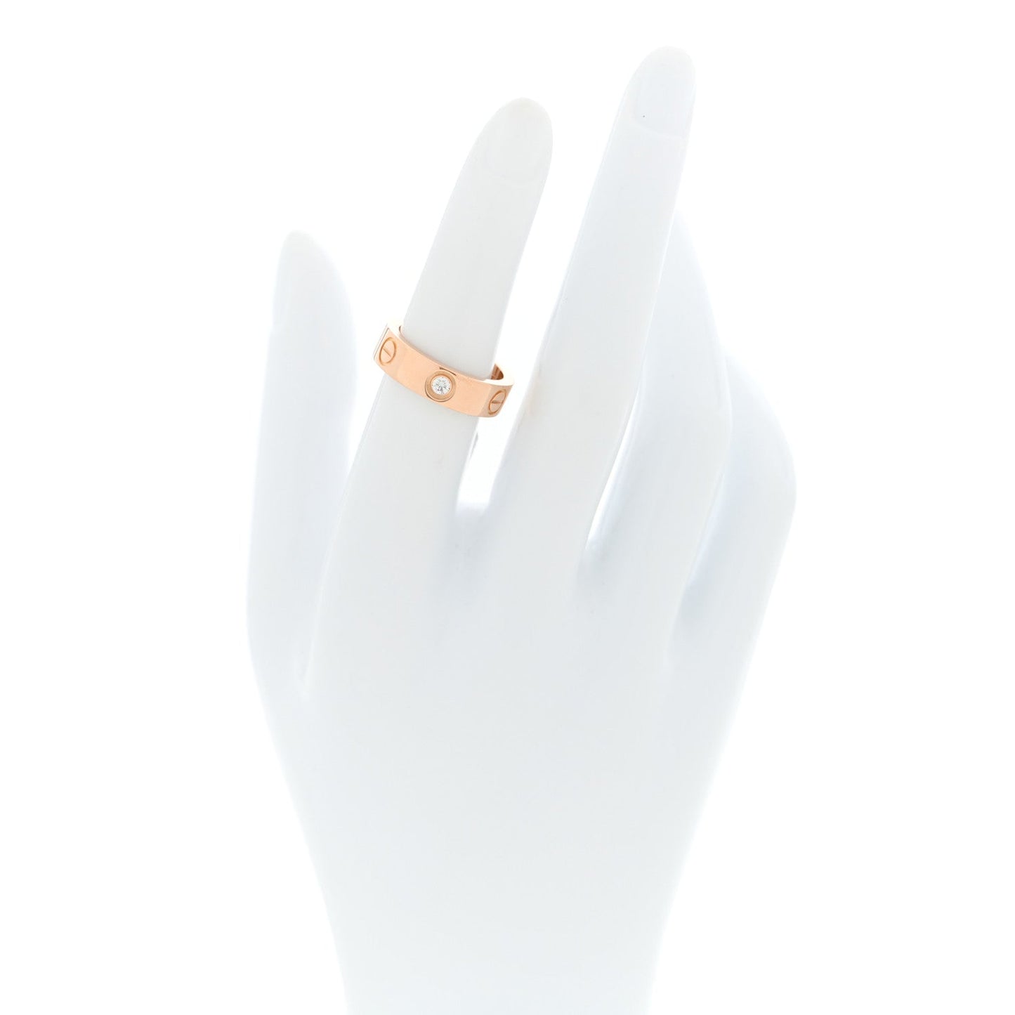 18K Pink Gold 3 Diamond 5.5mm LOVE Ring 51 5.75