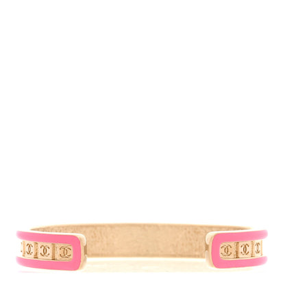 Resin Metal CC Cuff Bracelet M Gold Pink