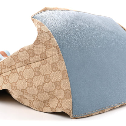 GG Monogram Large Web Handle Bucket Tote Blue