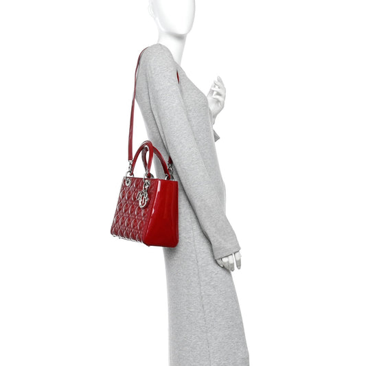 Patent Cannage Medium Lady Dior Red