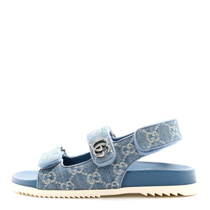 New Denim Delave GG Monogram Womens Dad Sandals 37 Light Blue Avion