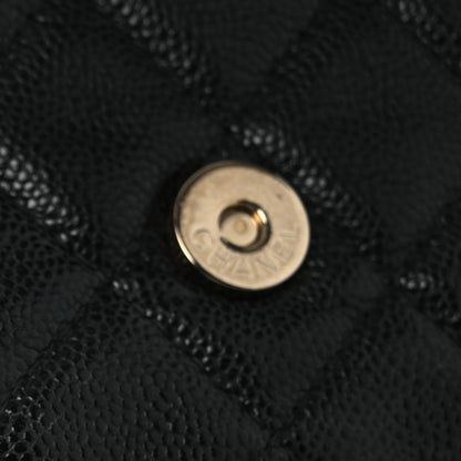 Caviar Quilted Flap Phone Holder With Chain Black