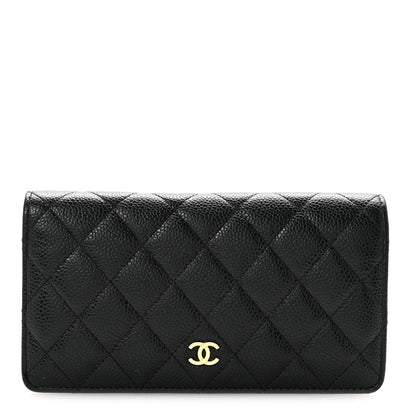 Caviar Quilted Yen Wallet Black