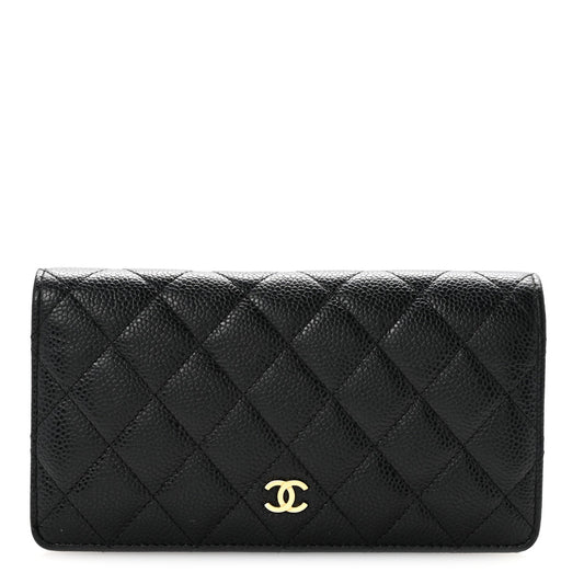 Caviar Quilted Yen Wallet Black