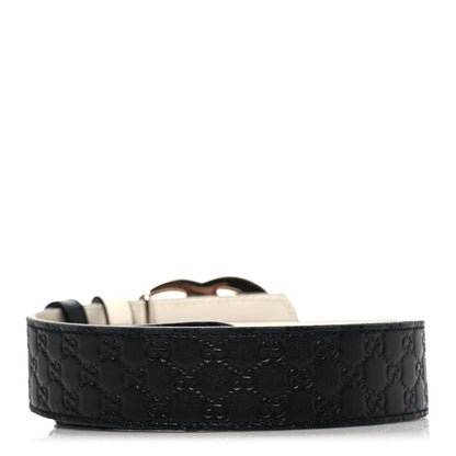 Guccissima Double G Reversible Belt 75 30 Black White