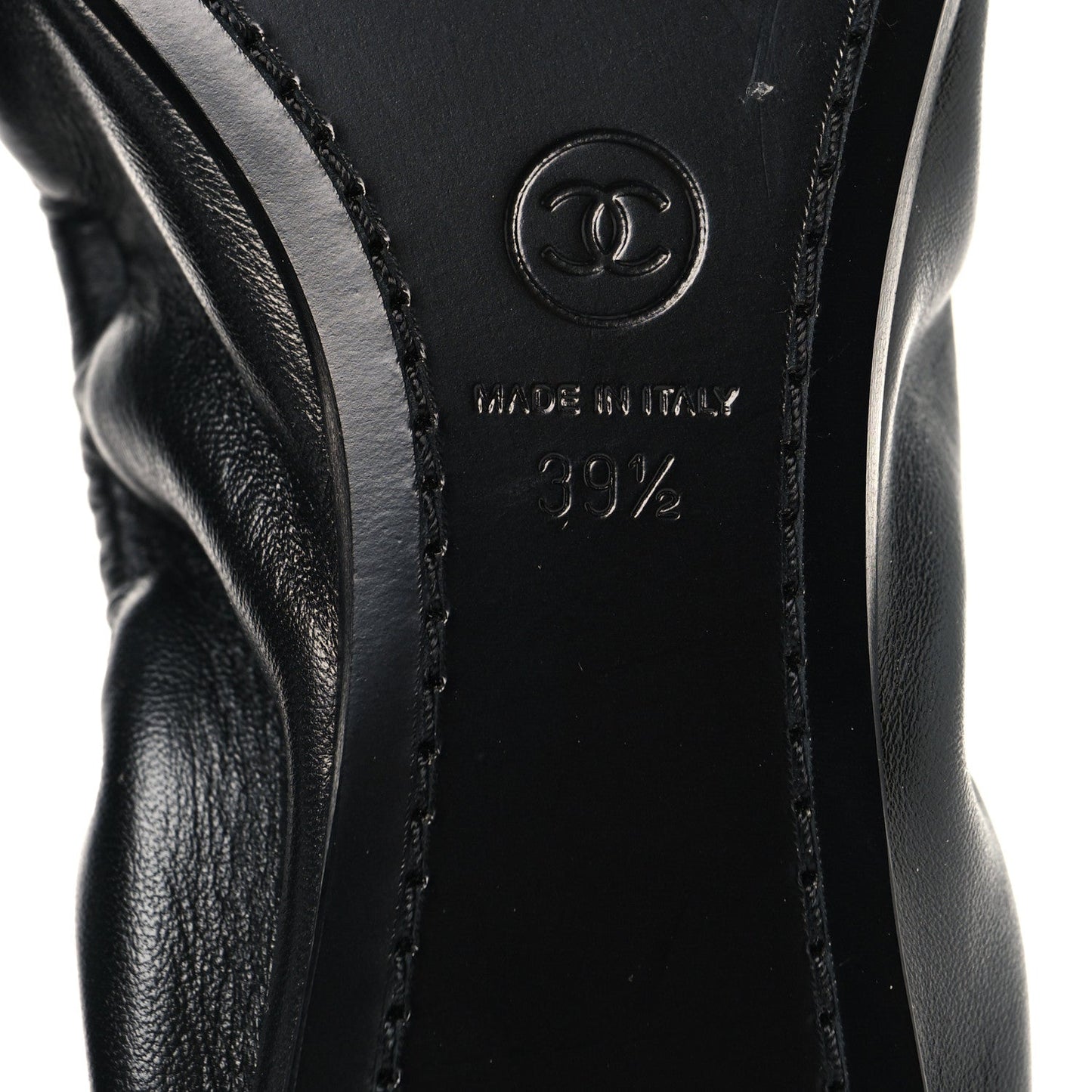 Lambskin CC Turnlock Ballerina Flats 39.5 Black