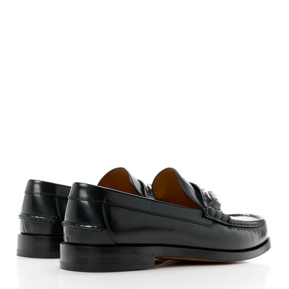 Gucci Mandala Goatskin Mens Horsebit Loafers 10 Black