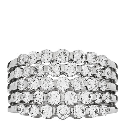 14K White Gold Diamond 1.90ctw Five Row Band Ring 53 6.25