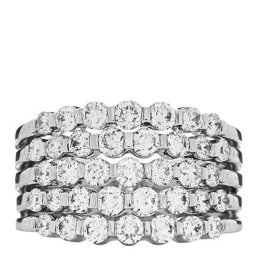 14K White Gold Diamond 1.90ctw Five Row Band Ring 53 6.25