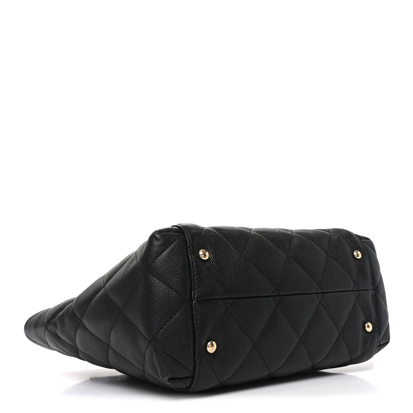 Caviar Quilted Small Shopping Tote Black