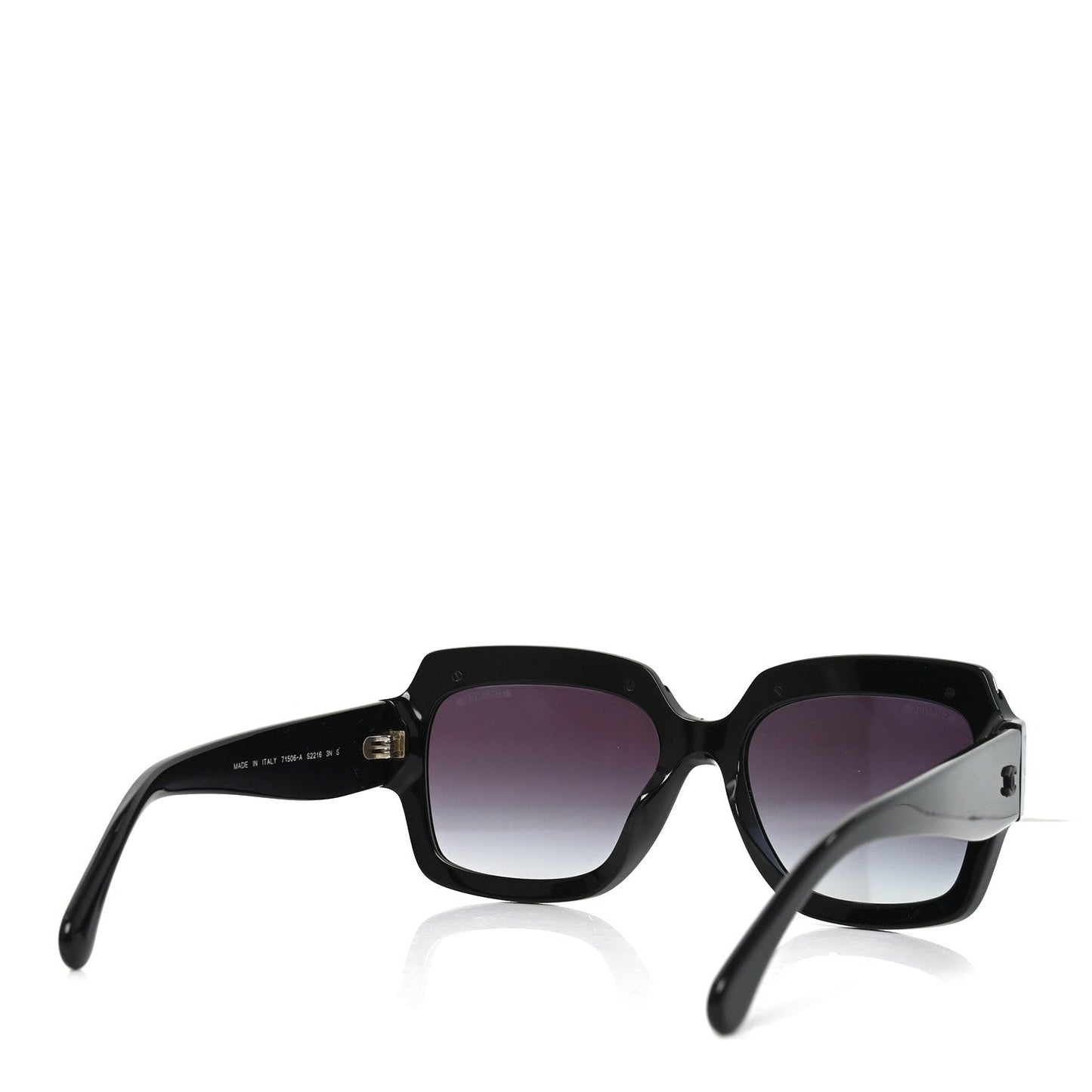 Acetate Rectangle Logo Sunglasses 71506A Black Gold