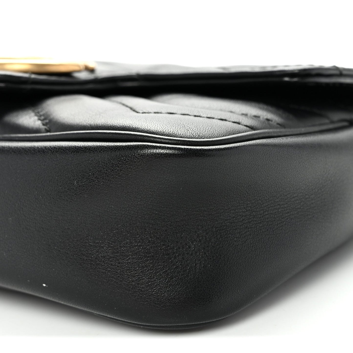 Calfskin Matelasse Super Mini GG Marmont Shoulder Bag Black