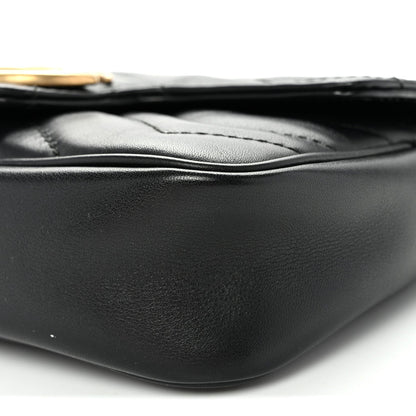 Calfskin Matelasse Super Mini GG Marmont Shoulder Bag Black