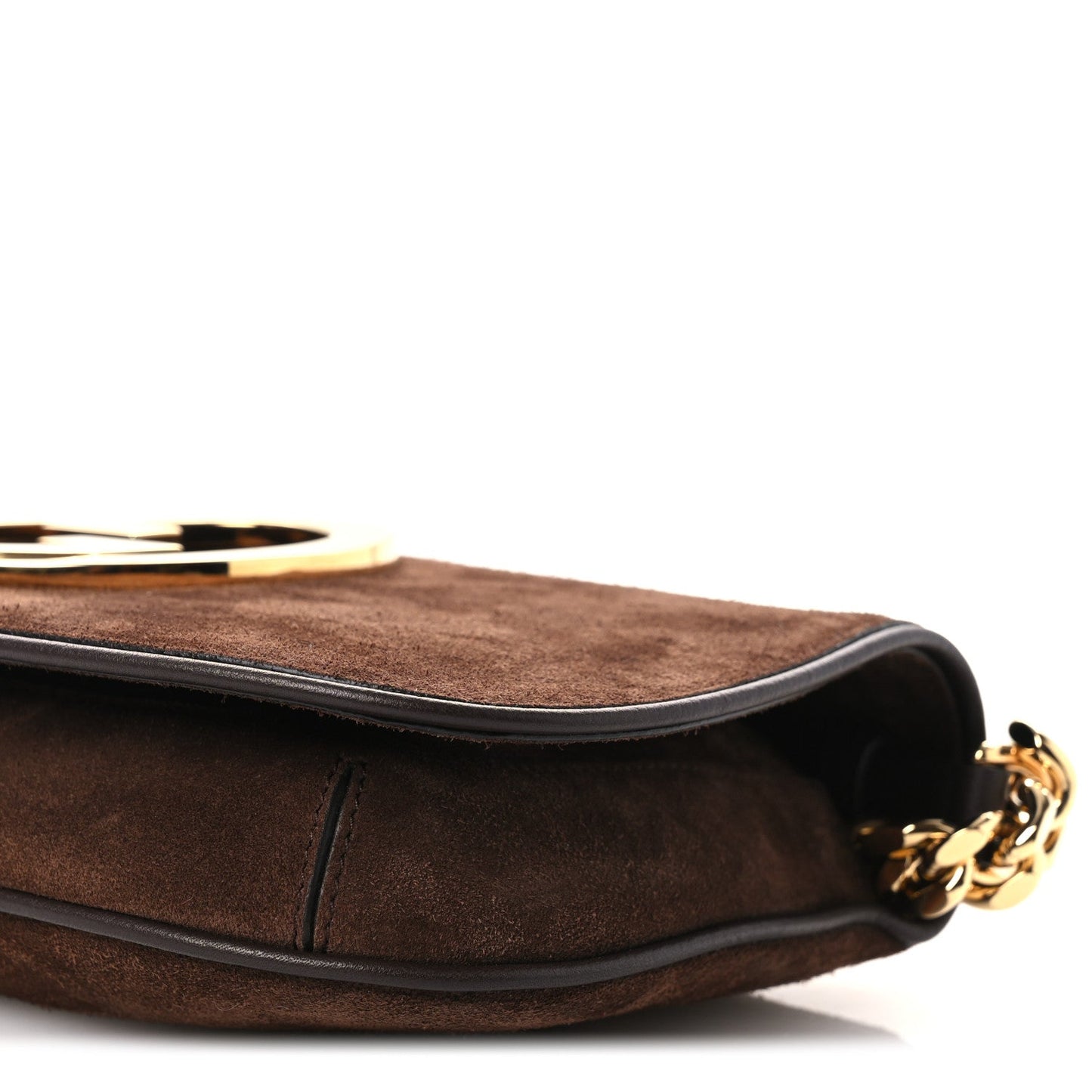 Suede Talco Roxy Calfskin Blondie Chain Shoulder Flap Bag Burnt Satin