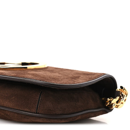Suede Talco Roxy Calfskin Blondie Chain Shoulder Flap Bag Burnt Satin