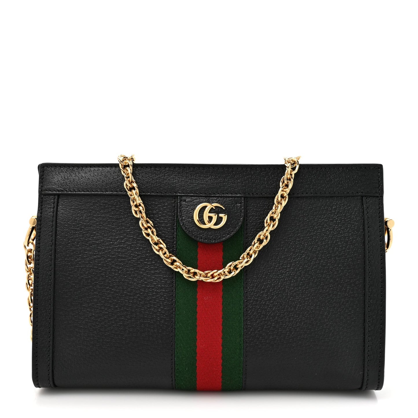 Calfskin GG Web Small Ophidia Chain Shoulder Bag Black
