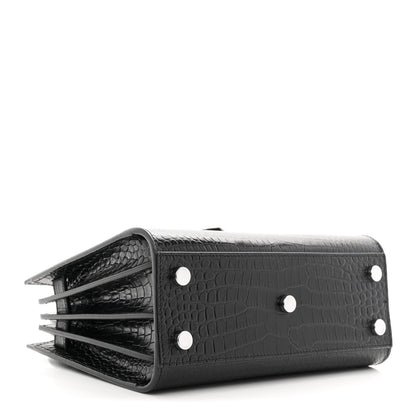 Calfskin Crocodile Embossed Nano Sac De Jour Black