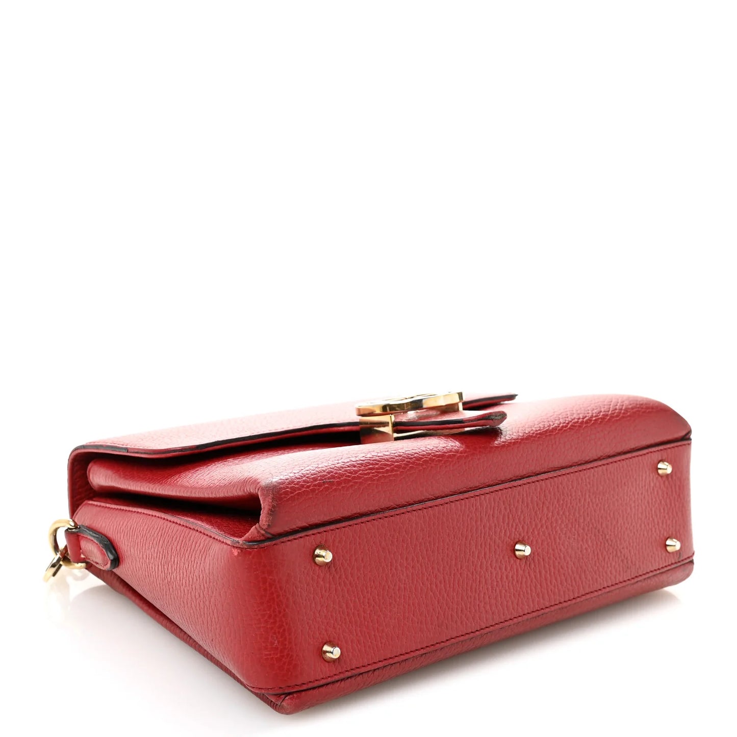 Gucci Dollar Calfskin Interlocking G Top Handle Shoulder Bag Red