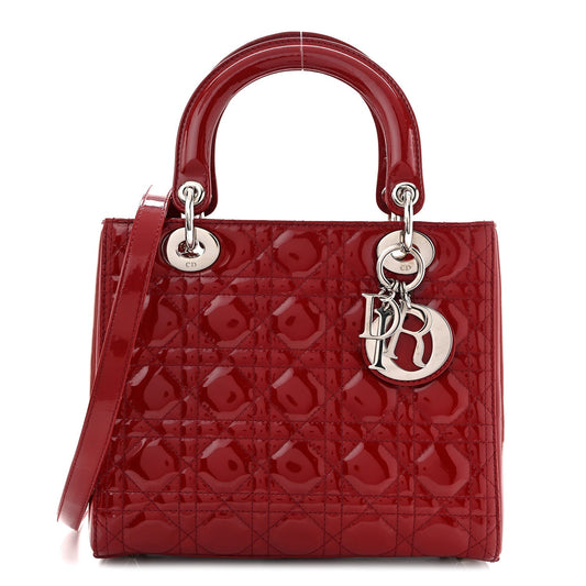 Patent Cannage Medium Lady Dior Red