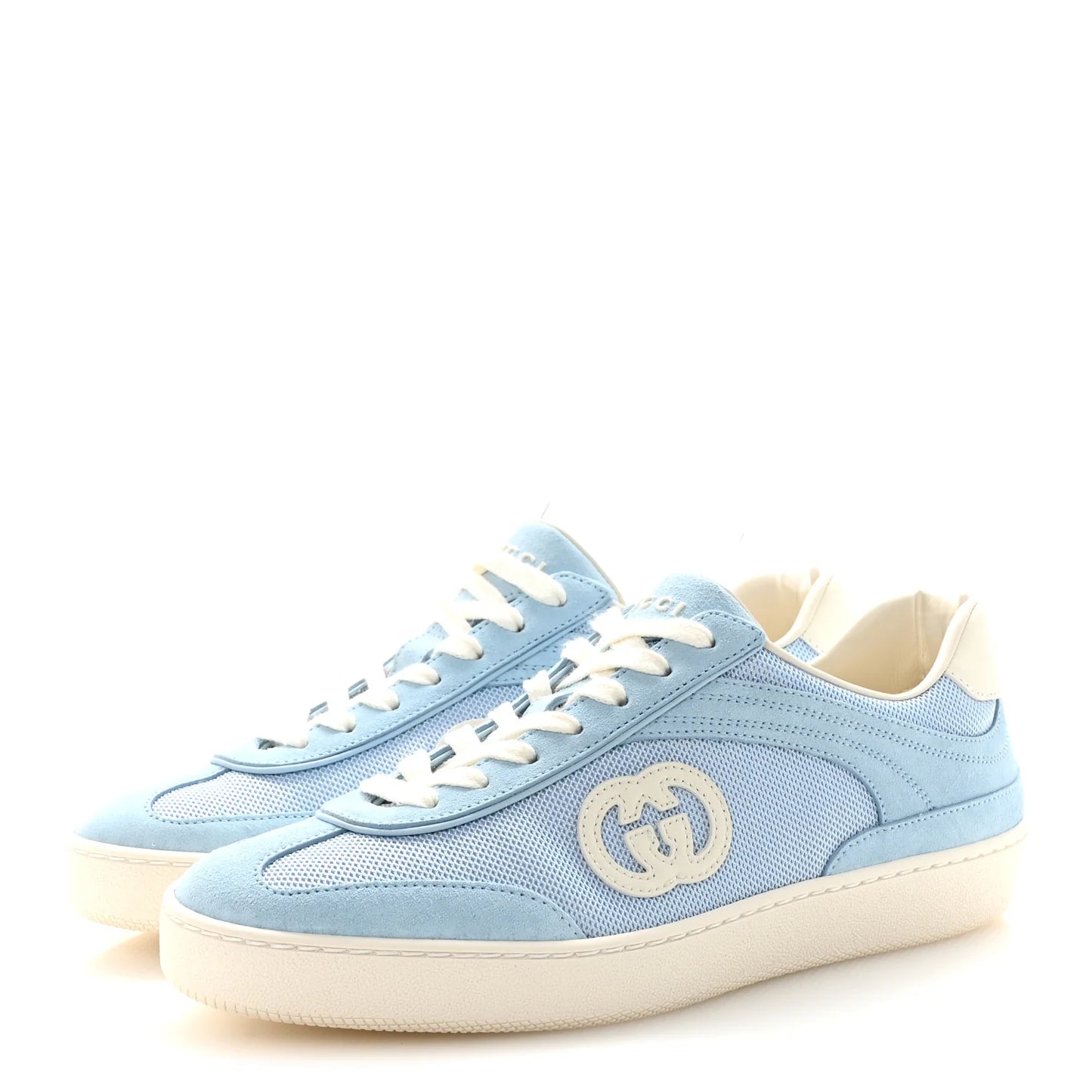 Gucci Suede Mesh Womens G75 Sneakers 38 Blue