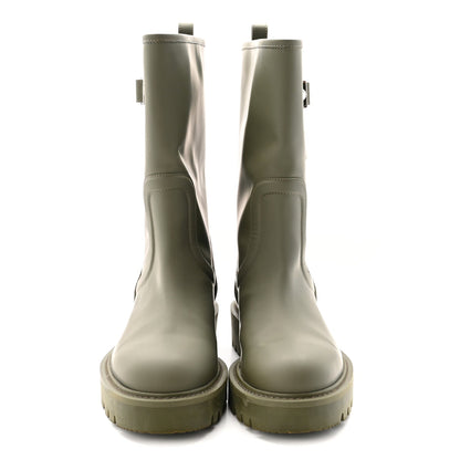 Rubber Calfskin Territory Flat Boots 37 Khaki