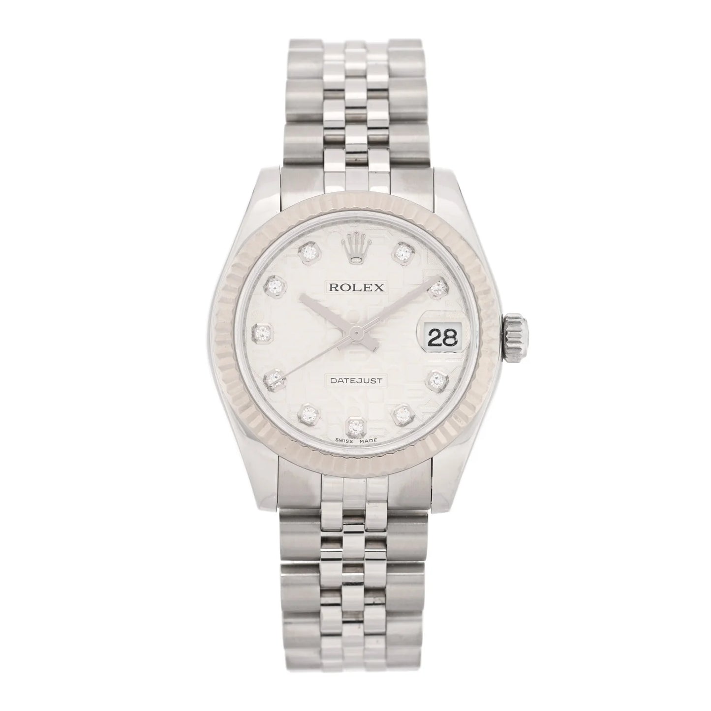 Rolex Stainless Steel 18K White Gold Diamond 31mm Oyster Perpetual Datejust Watch Silver Jubilee 178274