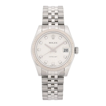 Rolex Stainless Steel 18K White Gold Diamond 31mm Oyster Perpetual Datejust Watch Silver Jubilee 178274