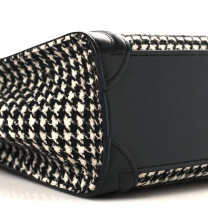 Smooth Calfskin Houndstooth Nano Luggage White Black