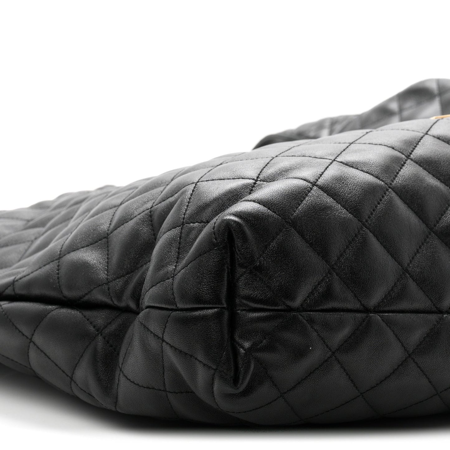 Lambskin Quilted Maxi Icare Shopping Tote Black