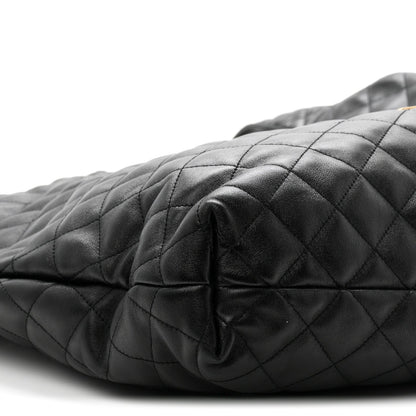 Lambskin Quilted Maxi Icare Shopping Tote Black