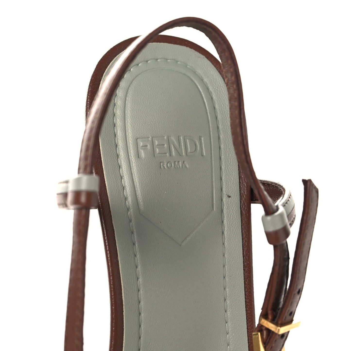 Lambskin FFold Slingback Sandals 37 Gianduia Matcha Latte