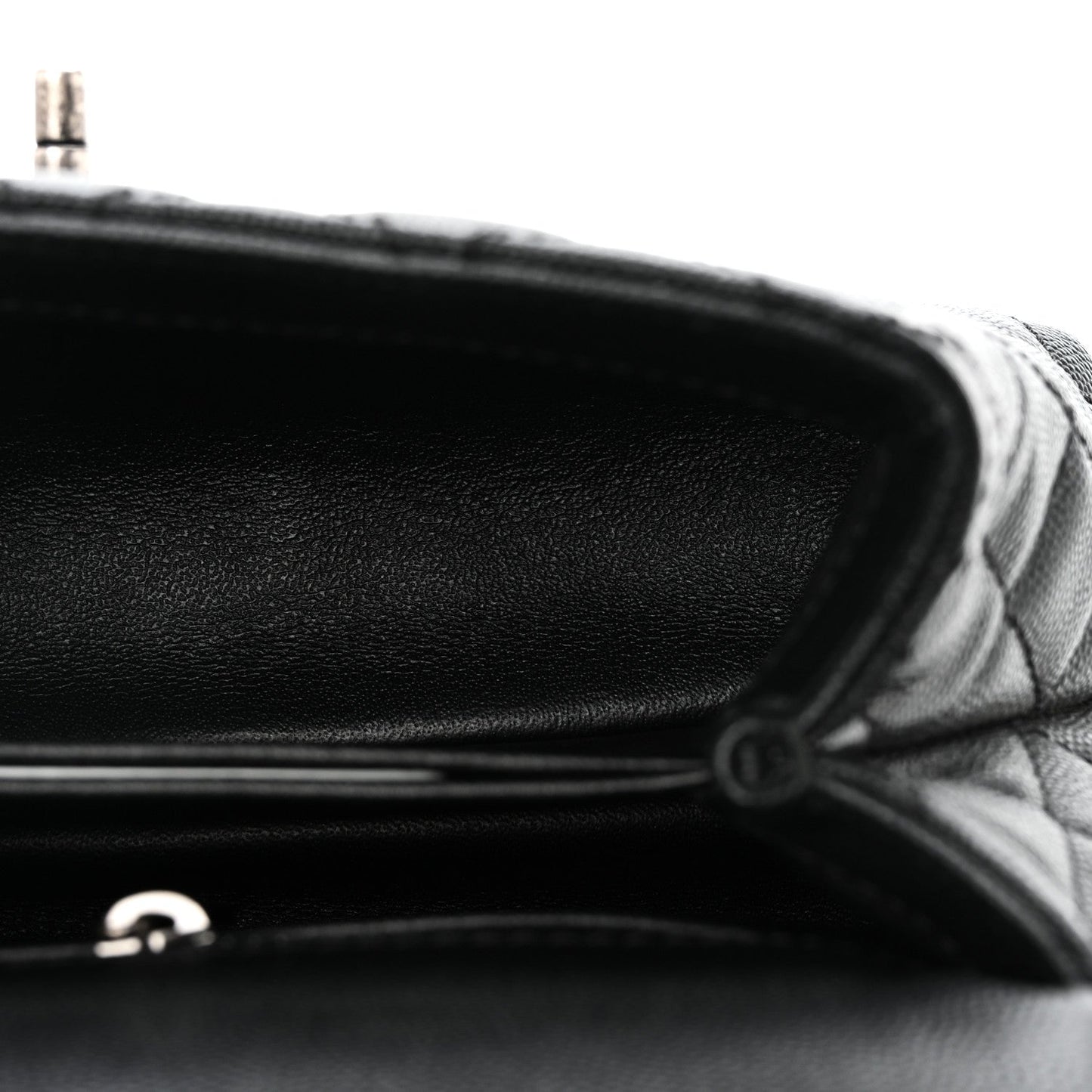 Caviar Lizard Embossed Quilted Mini Coco Handle Flap Black