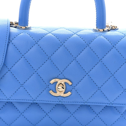 Caviar Quilted Mini Coco Handle Flap Blue