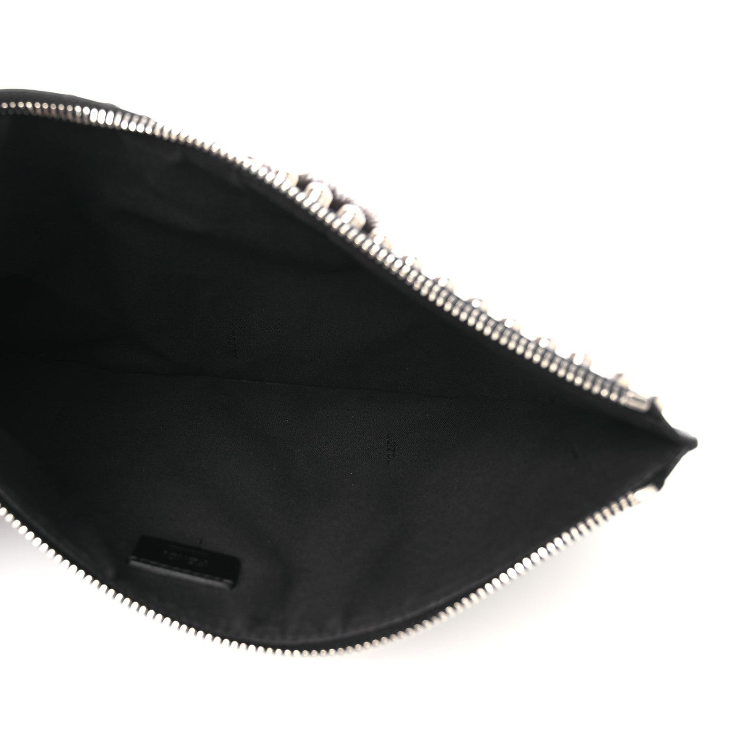 Vitello Elite Flamingo Mink Karlito Studded Pouch Black White Plaster