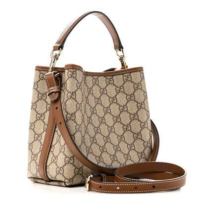 GG Supreme Monogram Emblem Small Shoulder Bag Beige Ebony Sundial