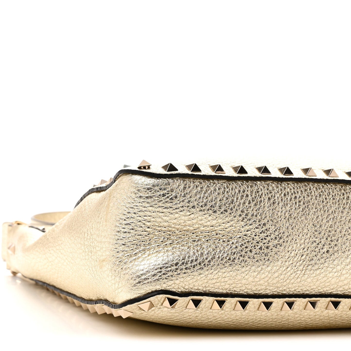 Metallic Pebbled Calfskin Small Rockstud Flip-Lock Messenger Bag Platino